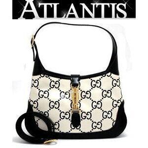 Gucci Jackie Hobo Shoulder Bag White Black Leather